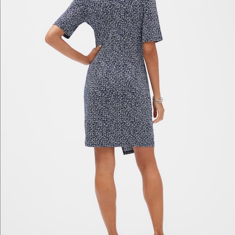Print Knotted Faux-Wrap Dress